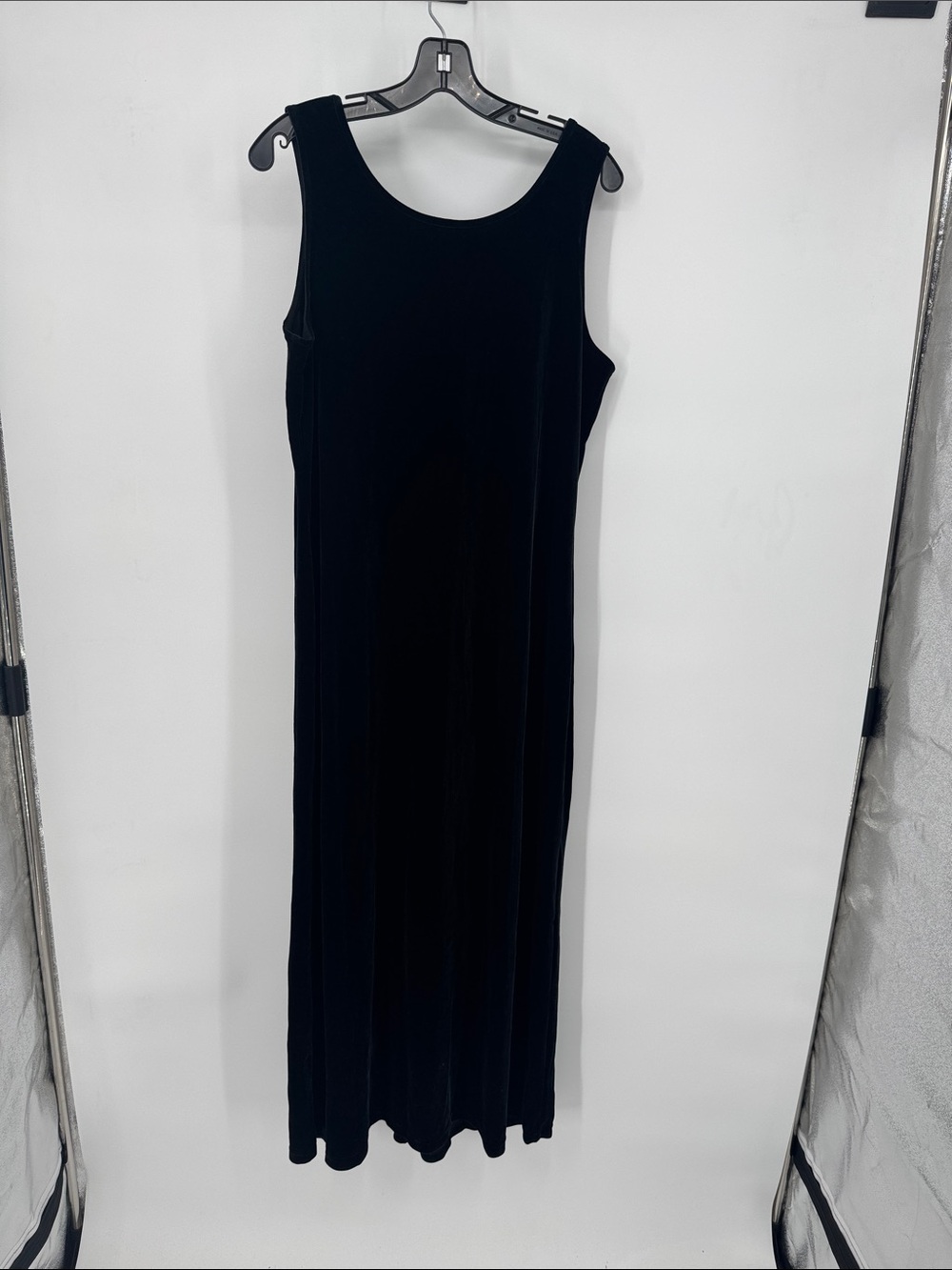 Vtg Sleeveless Black Maxi Dress Crushed Velvet Size 12
